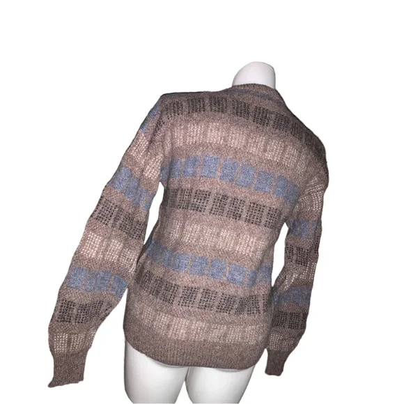 Vintage Michael Jordan Men’s Wool Sweater L Brown Blue Checked Knit Pullover